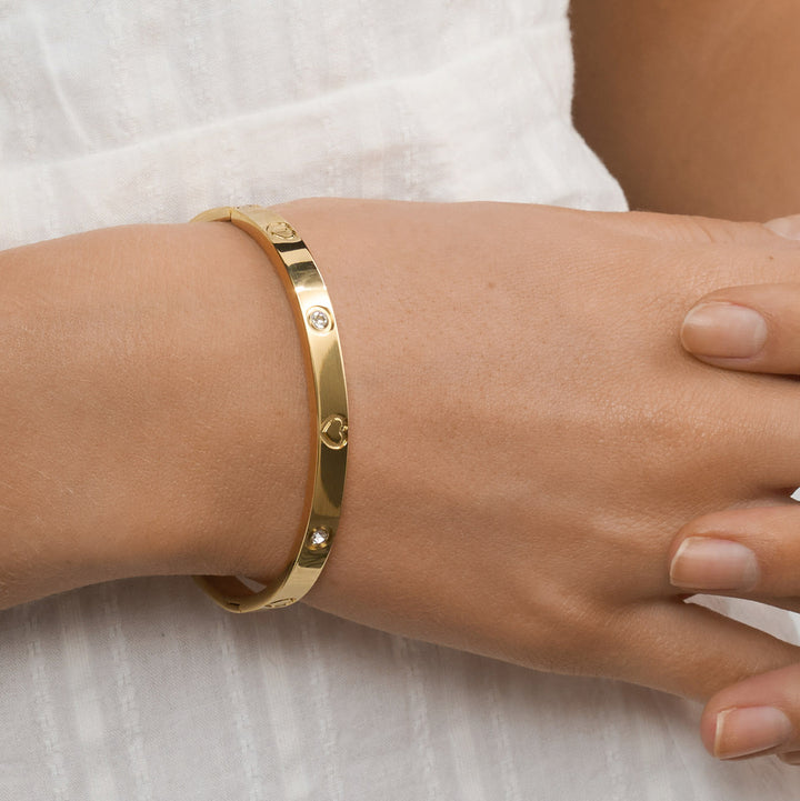 Gia - Bangle Armband Hjärta & Kristall Rostfritt Stål