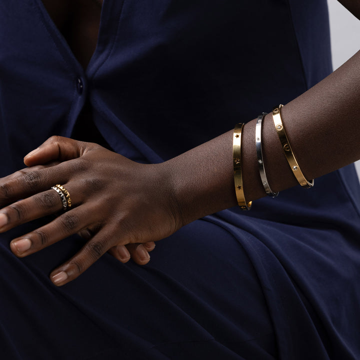 Gia - Bangle Armband Hjärta & Kristall Rostfritt Stål