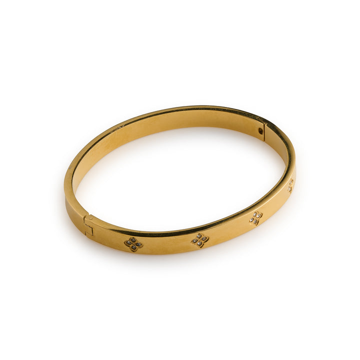 Liv - Bangle Armband Kristall & Klöver Rostfritt Stål