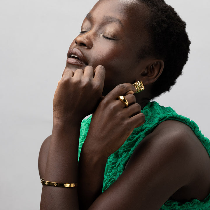 Liv - Bangle Armband Kristall & Klöver Rostfritt Stål