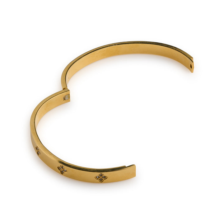 Liv - Bangle Armband Kristall & Klöver Rostfritt Stål