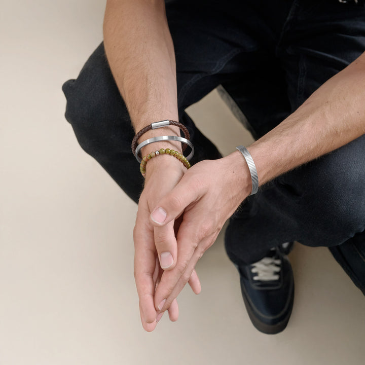 Tage - Ribbad Bangle Armband Rostfritt Stål