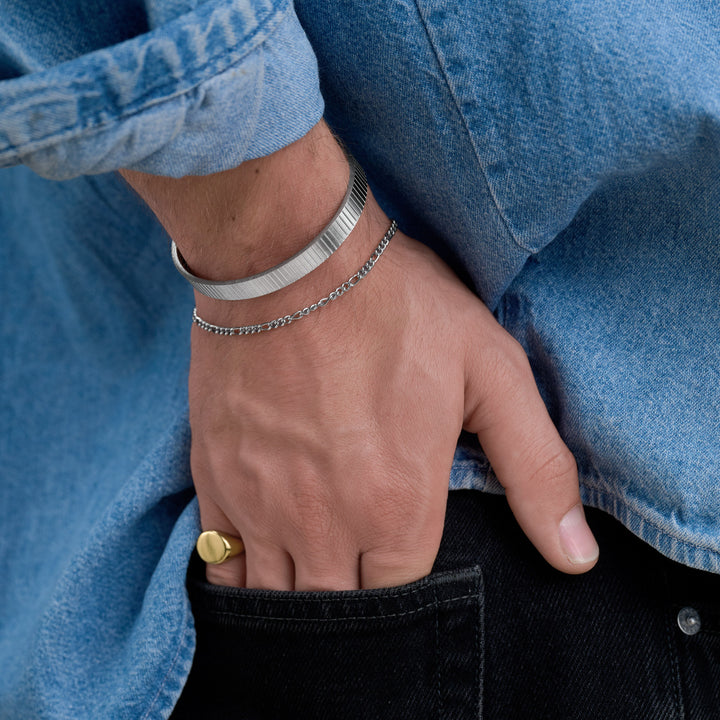 Tage - Ribbad Bangle Armband Rostfritt Stål