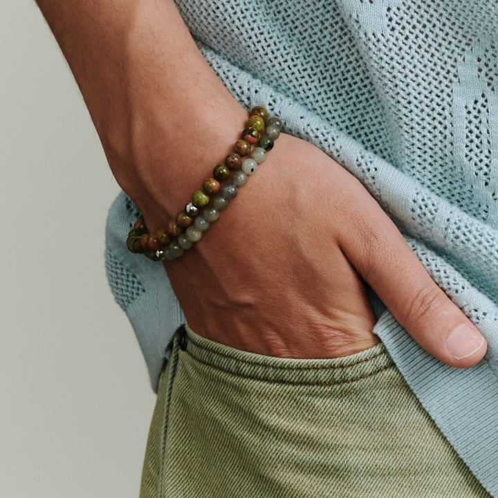 Erik - Armband Stenkulor Rostfritt Stål