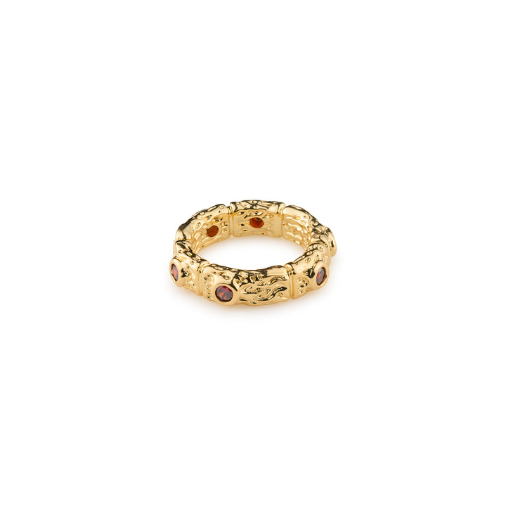 Camille - Chunky Ring med Röd Kristall