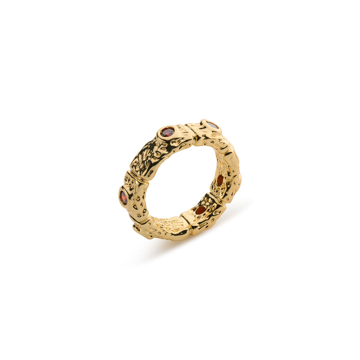 Camille - Chunky Ring med Röd Kristall