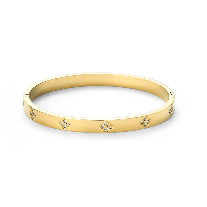 Liv - Bangle Armband Kristall & Klöver Rostfritt Stål 