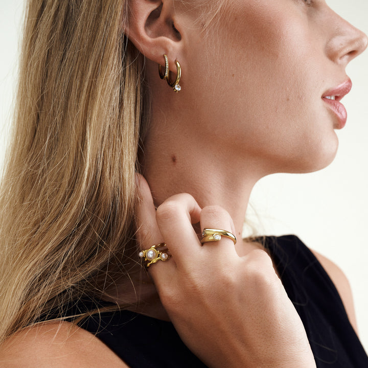 Nilea - Hoops Örhängen Kristall Rostfritt Stål