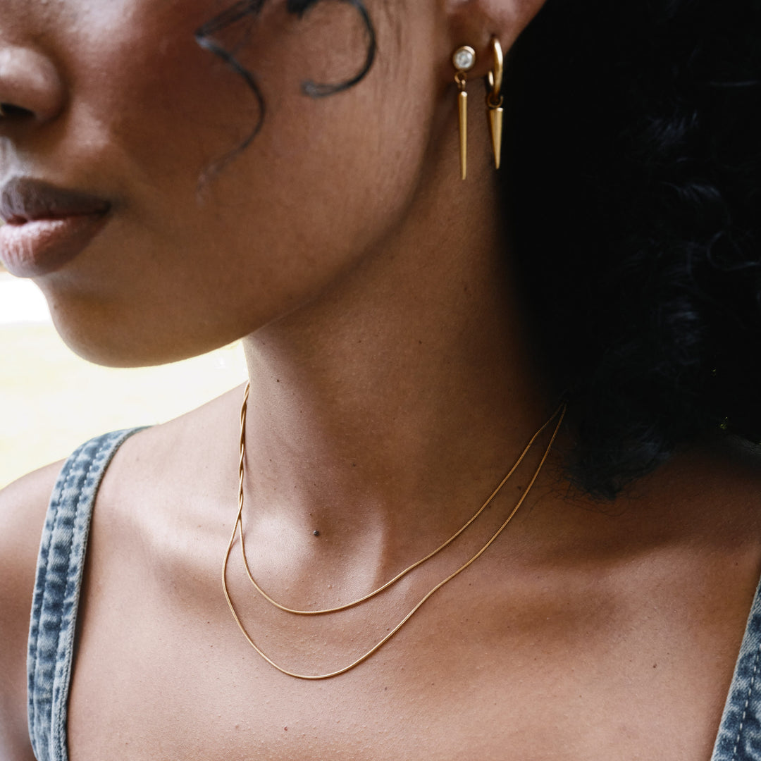 Silvia - Snake Chain Halsband Dubbelt Rostfritt Stål