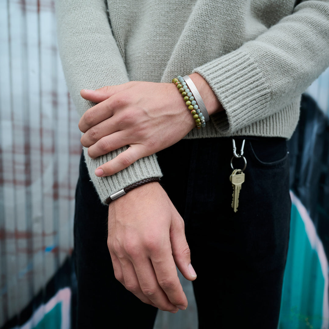 Erik - Armband Stenkulor Rostfritt Stål