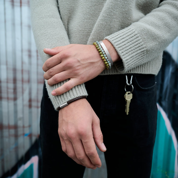 Erik - Armband Stenkulor Rostfritt Stål