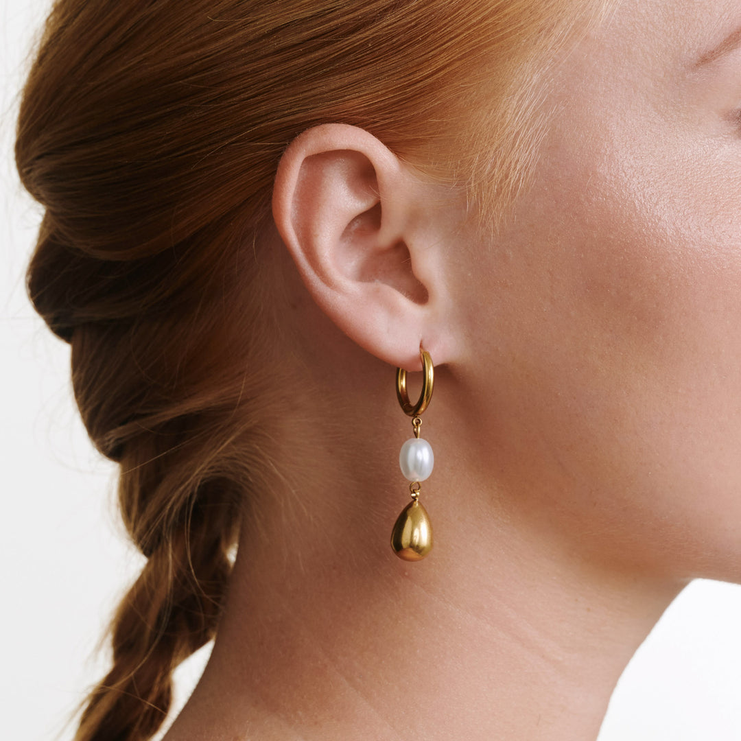 Laura - Hoops Örhängen Pärlor Rostfritt stål