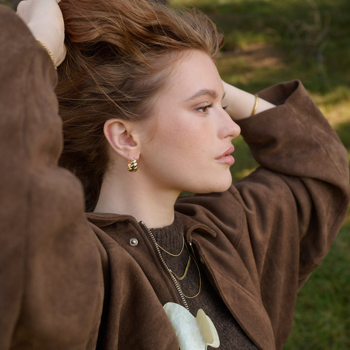 Naia - Croissant Hoops Örhängen Rostfritt Stål