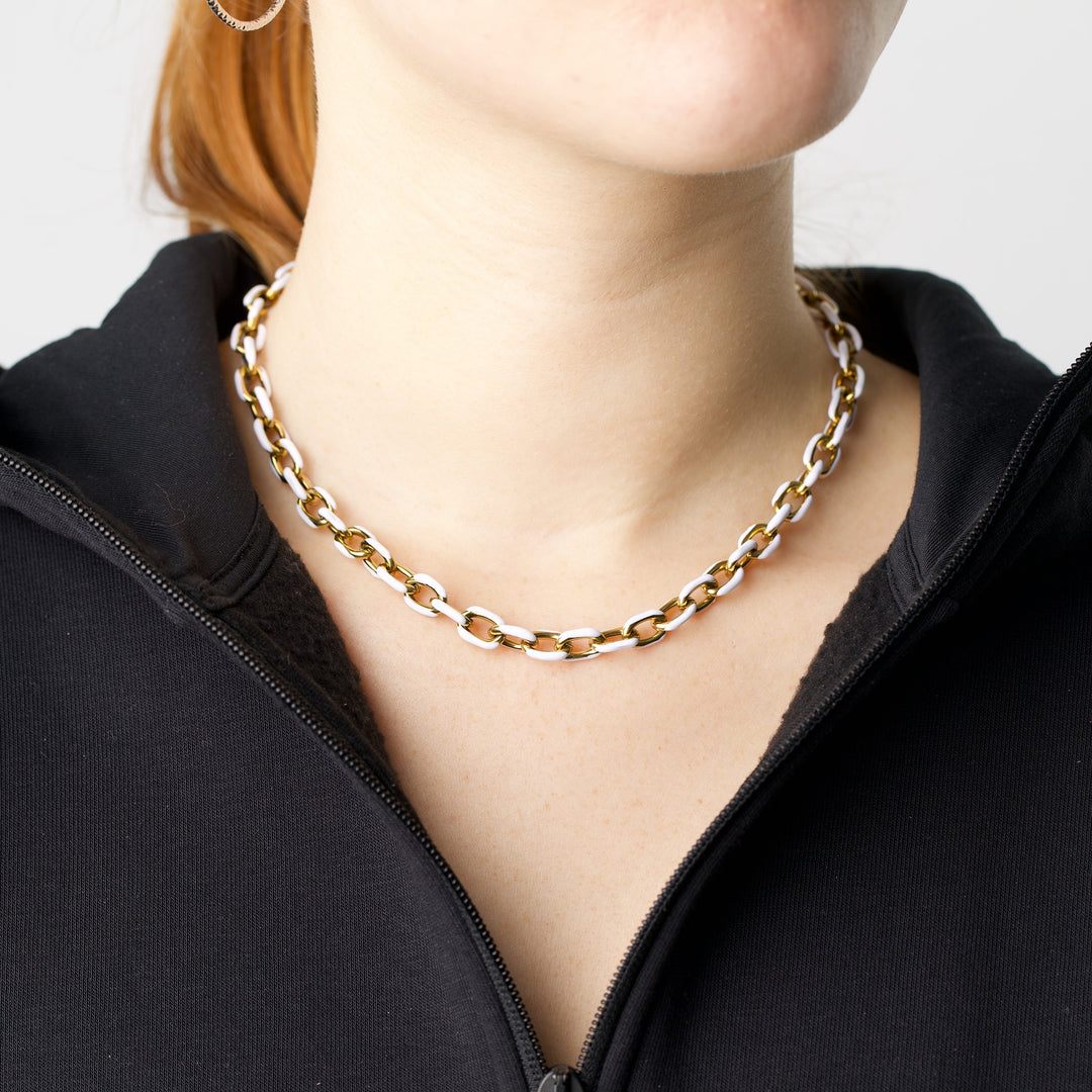 Ines - Färgglatt Länkhalsband Rostfritt Stål