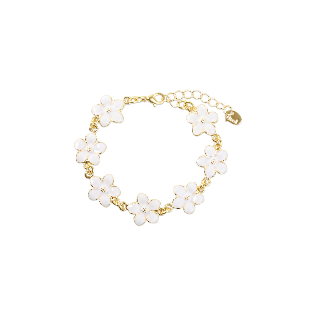 Adeline - Kedjearmband Vita Emaljblommor