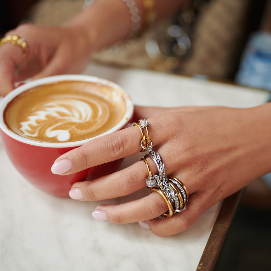Inez - Statement Ring Trippel Rostfritt Stål