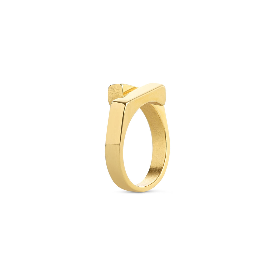 Brita – arkitektonisk ring i rostfritt stål, guld | Timi of Sweden