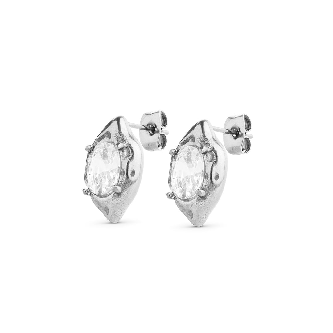 Azia – kristallstuds i rostfritt stål, silver | Timi of Sweden