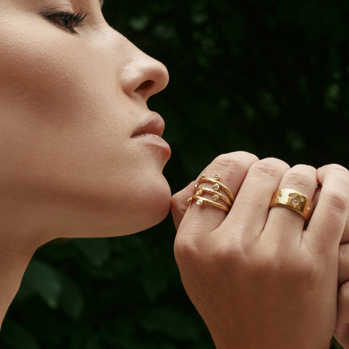 Bahi - Crystal Statement Ring Stainless Steel