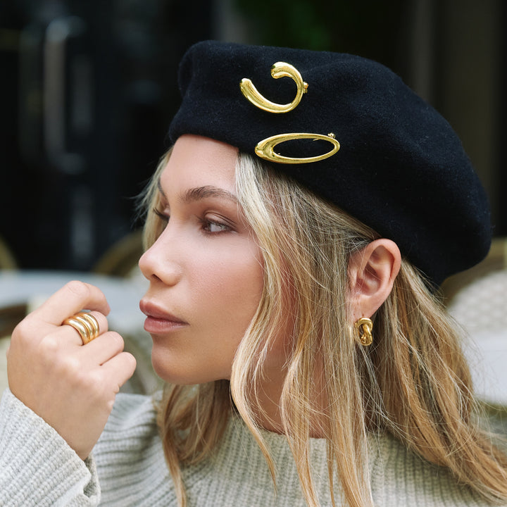 Illiona – slimmad brosch, guld | Timi of Sweden