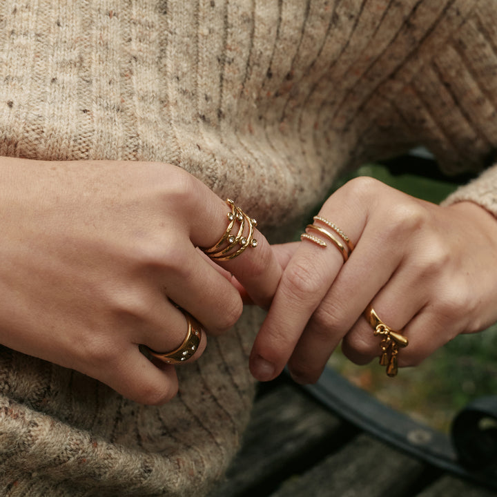 Bahi - Crystal Wrap Ring Stainless Steel