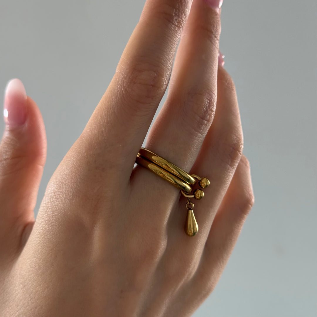 Storm – duo drop-ring i rostfritt stål | Timi of Sweden