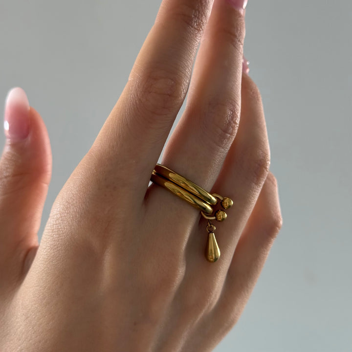 Storm – duo drop-ring i rostfritt stål | Timi of Sweden