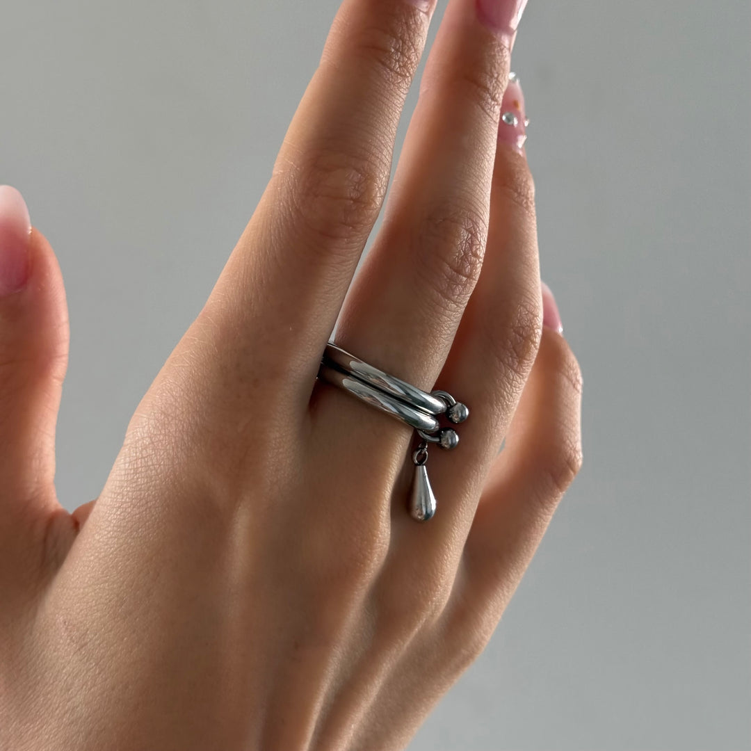 Storm – duo drop-ring i rostfritt stål | Timi of Sweden