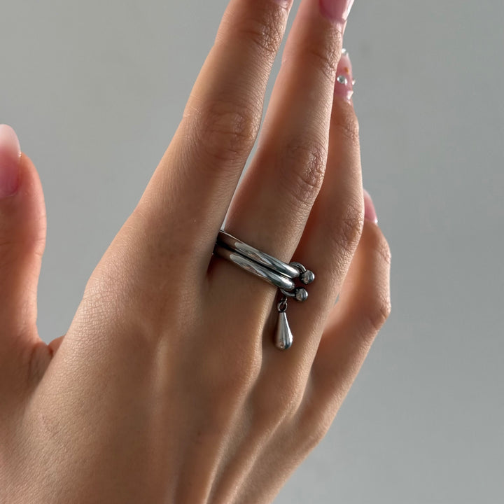 Storm – duo drop-ring i rostfritt stål | Timi of Sweden