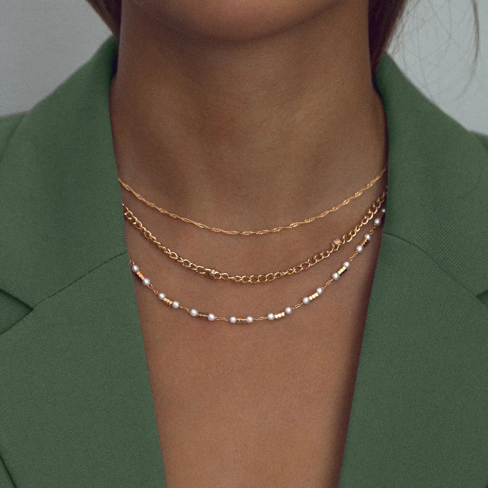 Söt halsband med pärlkedja