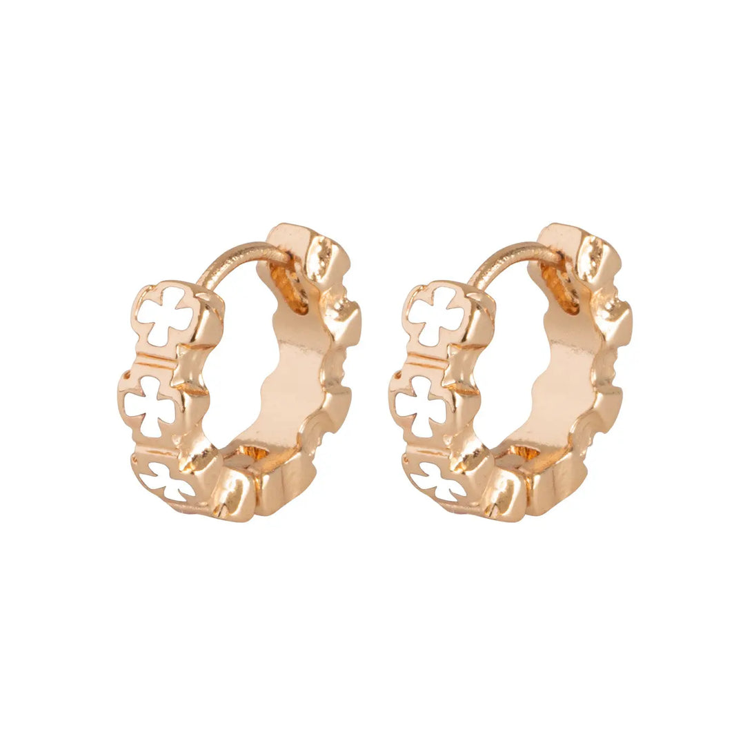 White Cross Hoop Earring